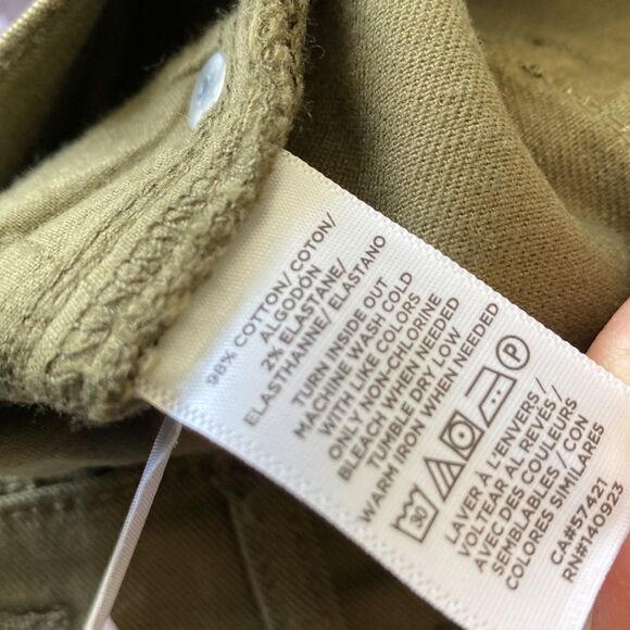 LOFT Ann Taylor High‎ -Rise Button Front Skinny Ankle Jean Olive Size 2 NWT - Picture 13 of 14